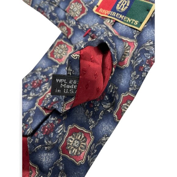 Requirements Silk Tie Geometric Blue Paisley - Picture 5 of 7